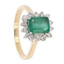 18ct Yellow Gold Diamond and Emerald Cluster Ring by Anya Belle