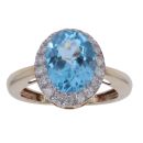 9ct Yellow Gold 0.25ct Diamond and Blue Topaz Cluster Ring