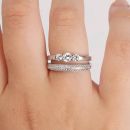 Sterling Silver Double Bridal Band Cubic Zirconia Ring