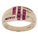 9ct Yellow Gold Created Ruby Stripe Signet Ring