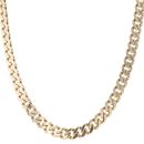 14ct Yellow Gold Monaco Curb Classic Pave Lock Chain 22"