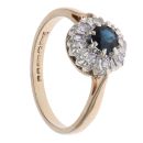 9ct Yellow Gold 0.15ct Diamond and Sapphire Cluster Ring