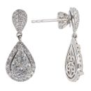 Platinum 1.42ct Pear Pie And Brilliant Cut Diamond Cluster Drop Earrings