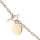 9ct Yellow Gold Belcher T-Bar Heart Chain 16"
