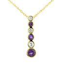 9ct Yellow Gold Diamond And Amethyst Pendant And 16" Chain