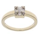 9ct Yellow Gold 0.25ct Princess, Baguette and Brilliant Cut Diamond Cluster Ring