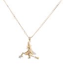 9ct Yellow Gold Multi Gemstone Witch Pendant and Chain 22"