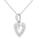 9ct White Gold Diamond Heart Pendant Necklace