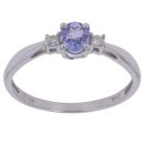 9ct White Gold 0.05ct Diamond and Tanzanite Ring
