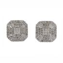 9ct White Gold 1.00ct Brilliant and Baguette Cut Diamond Cluster Stud Earrings