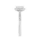 9ct White Gold 1.20ct Emerald Cut Lab Grown Diamond Halo And Shoulder Ring