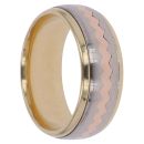 18ct Yellow, White and Rose Gold Patterned Wedding Band 7mm