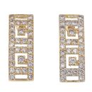 9ct Yellow Gold Cubic Zirconia Greek Key Drop Earrings