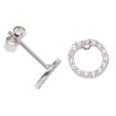 Silver Cubic Zirconia Circle Earrings by Icesia