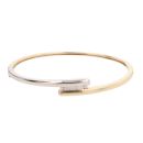 9ct Yellow and White Gold 0.15ct Brilliant Cut Diamond Crossover Bangle