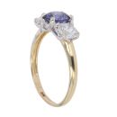14ct Yellow Gold Cubic Zirconia and Tanzanite Three Stone Ring