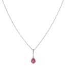 9ct White Gold 0.08ct Diamond and Ruby Cluster Pendant and Chain 20"