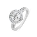 9ct White Gold 1.00ct Diamond Halo Solitaire Ring with Lab Grown Diamond Shoulders