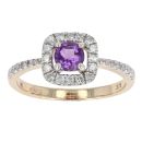 9ct Yellow Gold Amethyst  & 0.29cts Diamond Cluster Ring by Anya Belle