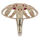 14ct Yellow Gold Red Gemstone Openwork Ring