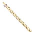 14ct Yellow Gold Monaco Curb Classic Pave Lock Bracelet 7"
