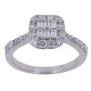 18ct White Gold 0.84ct Brilliant And Baguette Cut Diamond Cluster Ring