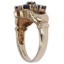 9ct Yellow Gold 0.05ct Diamond, Sapphire And Green Gemstone Cluster Ring