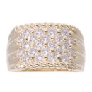 9ct Yellow Gold Cubic Zirconia 5 Row Signet Ring