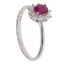 18ct White Gold 0.25ct Diamond and Ruby Cluster Ring