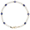 14ct Yellow Gold Cubic Zirconia and Blue Gemstone Bracelet 7"