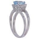 18ct White Gold 0.40ct Brilliant Cut Diamond and Aquamarine Cluster Ring