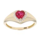Children's 14ct Yellow Gold Red Gemstone And Cubic Zirconia Ring