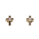 Children's 14ct Yellow Gold Cubic Zirconia Cross Stud Earrings