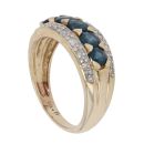 9ct Yellow Gold 0.17ct Brilliant Cut Diamond and Sapphire Three Row Ring