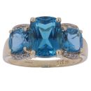 9ct Yellow Gold 0.05ct Diamond And Blue Topaz Ring
