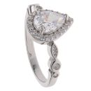 Silver Cubic Zirconia Pear Cluster Ring By Icesia