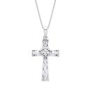 Sterling Silver Diamond Celtic Claddagh Cross Pendant Necklace