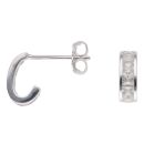 Silver Cubic Zirconia Half Huggies Earrings