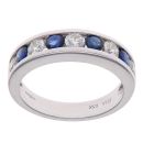 18ct White Gold 0.58ct Brilliant Cut Diamond and Sapphire Eternity Ring
