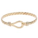 9ct Yellow and White Gold Twist Hook and Eye Hinged Bangle