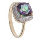 9ct Yellow Gold 0.05ct Diamond and Mystic Topaz Cluster Ring