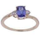 9ct Yellow Gold White Sapphire and Tanzanite Ring