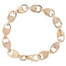 9ct Yellow Gold Cubic Zirconia Patterned and Plain Tulip Bracelet 6"