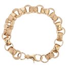 9ct Yellow Gold Patterned and Plain Belcher Bracelet 9"