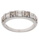14ct White Gold 1.00ct Brilliant And Baguette Cut Diamond Half Eternity Ring