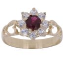 9ct Yellow Gold Cubic Zirconia and Garnet Cluster Ring