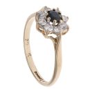 9ct Yellow Gold Cubic Zirconia and Sapphire Cluster Ring