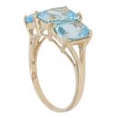 9ct Yellow Gold Blue Topaz Three Stone Ring