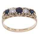 9ct Yellow Gold Cubic Zirconia and Sapphire Fancy Ring