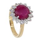 18ct Yellow And White Gold Ruby And Diamond Cluster